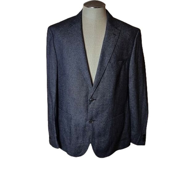 NWOT Men's Boss Hugo Boss Janson1 Slim Fit Navy Gray Blazer Sport Coat 46R - Picture 1 of 8
